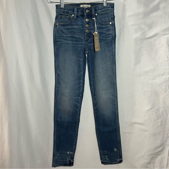 Madewell Slim Straight: Distressed Button Front Edition Jeans 23TL - Picture 1 of 12
